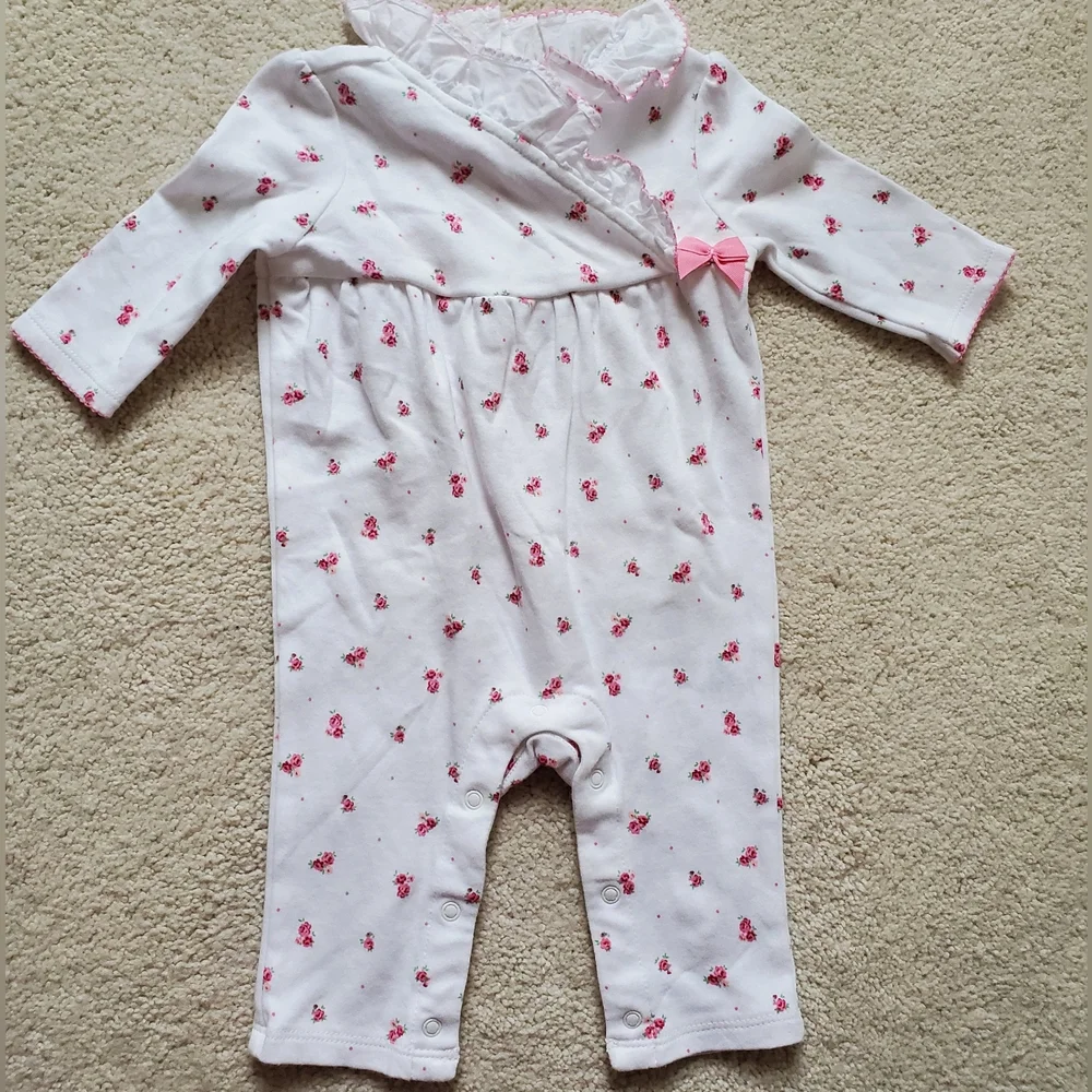 Janie and Jack Baby Girls' Bloom Ruffle Pink Floral One-Piece Outfit sz0-3m